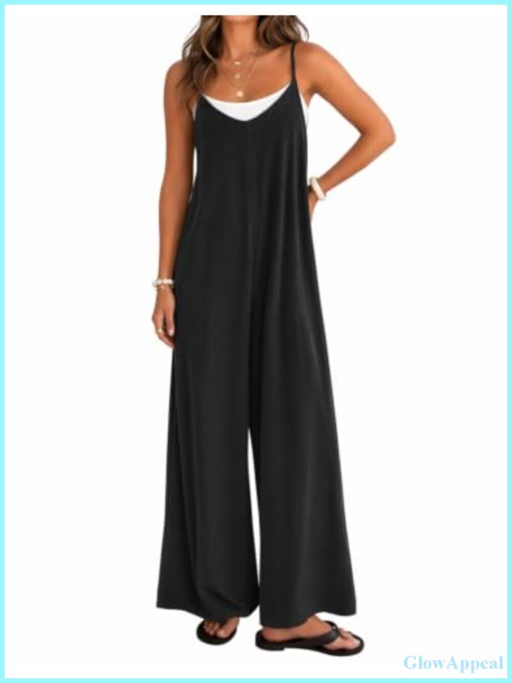 Women's Boho Jumpsuit Sleeveless Spaghetti Strap Long Pants Romper with Pockets